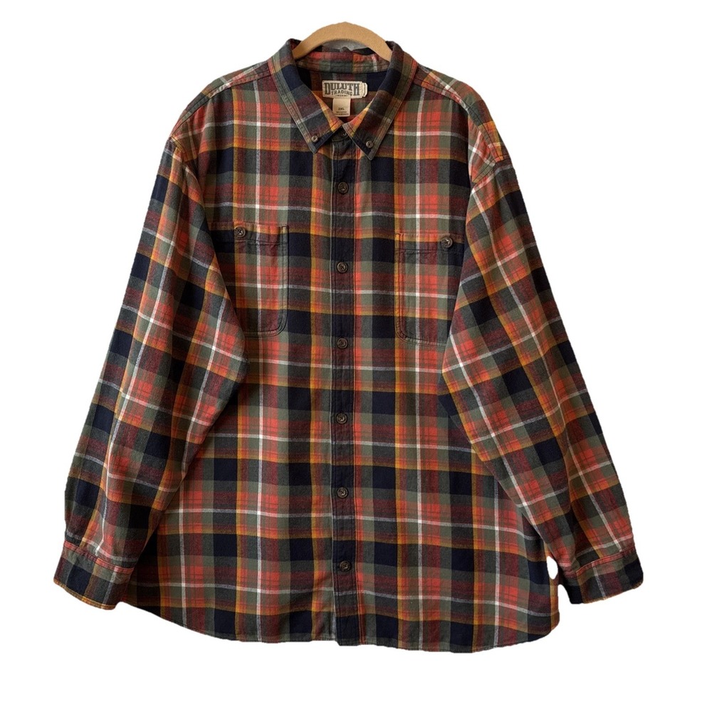 Duluth Free Swinging Plaid Button Up Flannel Shirt 2XL Pocket Outdoor Rugged 90s